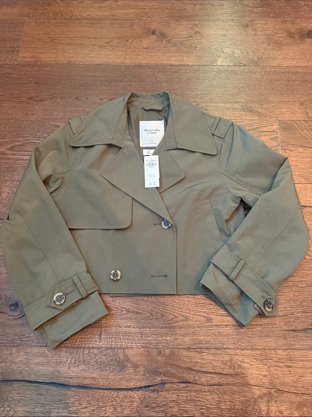 Abercrombie & Fitch Olive Cropped Trench Coat - Picture 1 of 3